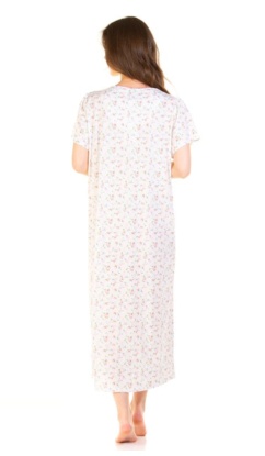 La Marquise Pleated Susan Cotton Rich long Length Short Sleeve Nightdress